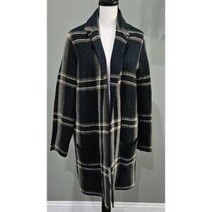 Chaps Women's Medium Plaid‎ Open Front Cardigan Sweater Duster NWT